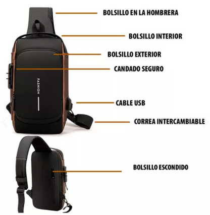 MOCHILA IMPERMEABLE ANTIRROBO CON PUERTO USB